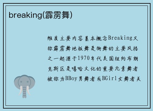 breaking(霹雳舞)